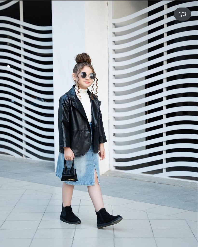 Winter set of 4 pieces: shirt + skirt + leather jacket + bag Prada